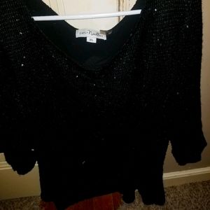 Black sparkly sequin shirt with sheer material